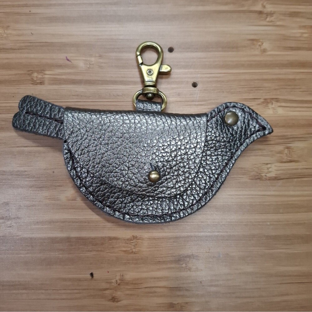 Portland Leather Goods Mockingbird Pouch Bag Charm Silver Metallic Mystery Flair
